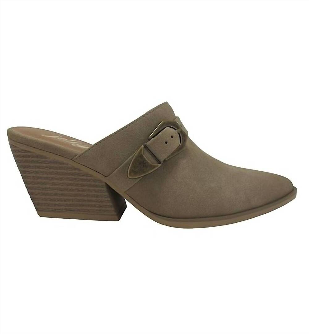 NEW JELLYPOP women's lockhart heeled mules in taupe